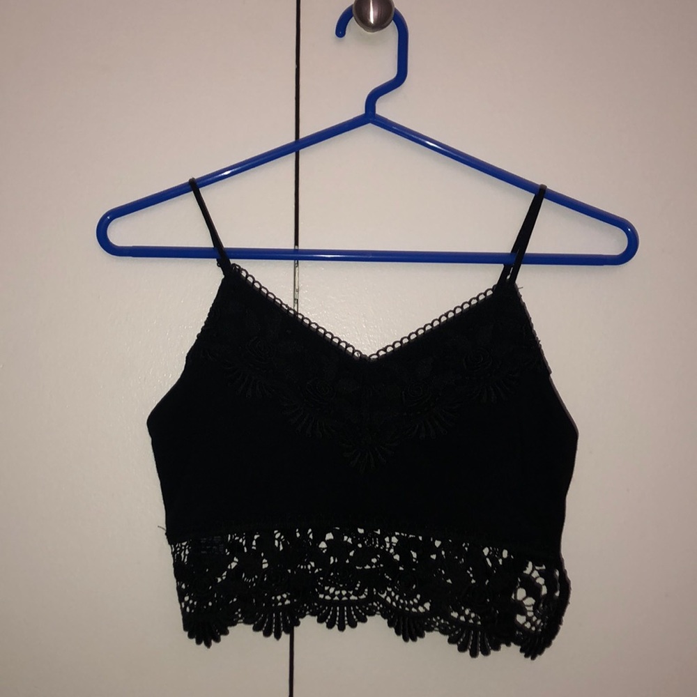 Black lace crop top
